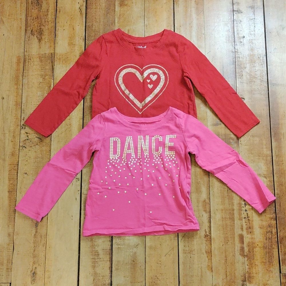 Cat & Jack shirt 3T bundle long sleeve pink red dance cotton spring graphic tee